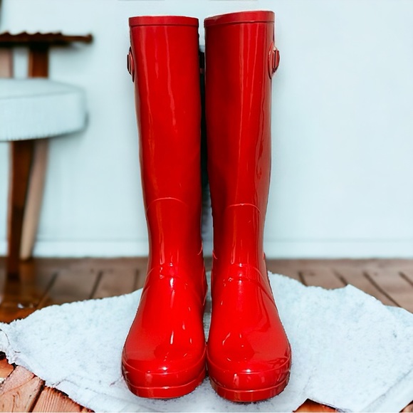 Red Rubber Rainboots - Picture 3 of 5
